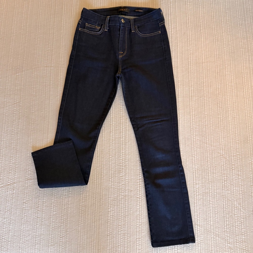Jen7 Women's Slim Straight Jeans Dark Wash Denim  Stretch Mid Rise Size 0